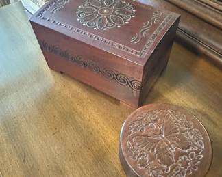 Hand Carved Wood Decorative Box Set
