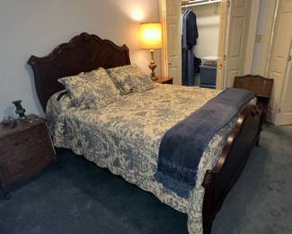 French Provincial Style Carved Mahogany Bed