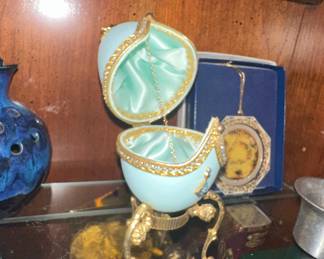 Faberge Style Egg Trinket Box with Stand