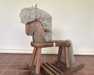 Folk Art Style Wooden Rocking Horse