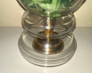 Ralph Lauren Style Brass and Glass Hurricane Candle Holder