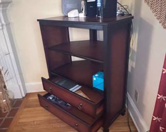 Traditional Style Two-Drawer Media Console with Open Shelves
