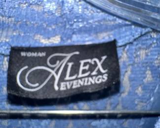 Alex Evenings Blue Sequin Lace Two-Piece Dress Set