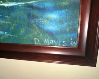 Mountain River Landscape Painting by D. Mayes