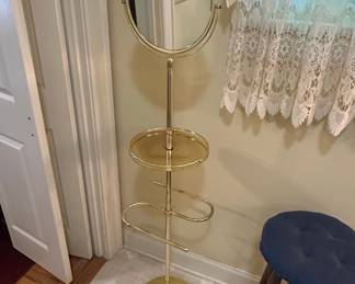 Brass Valet Stand with Mirror and Tray