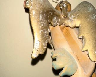 Vintage Italian Plaster Musician Angel Wall Plaques