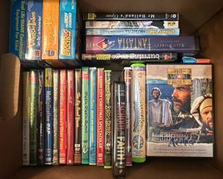 Assorted DVD and VHS Media Collection - VeggieTales, Disney, and Educational Titles
