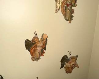 Vintage Italian Plaster Musician Angel Wall Plaques