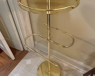 Brass Valet Stand with Mirror and Tray