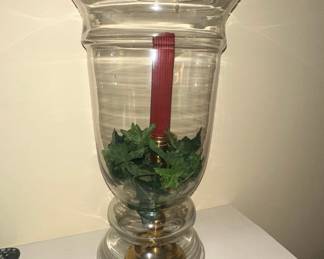 Ralph Lauren Style Brass and Glass Hurricane Candle Holder