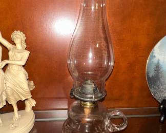 Clear Glass Finger Style Oil Lamp
