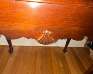 Queen Anne Style Mahogany Side Table with Carved Shell