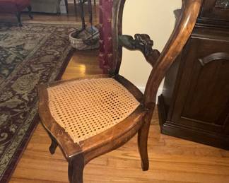 Louis XV Style Walnut Cane Chair