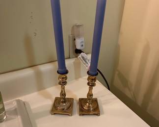 English Style Brass Candlestick Pair