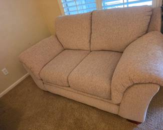 Matching loveseat -no stains 59” wide, 37” deep, 33” tall. Floor to seat 19”