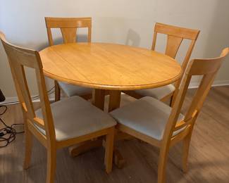 Wood table 4 padded chairs