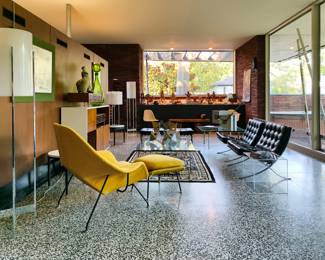 Original Barcelona chairs, stools, and table by Ludwig Mies Van Der Rohe for Knoll