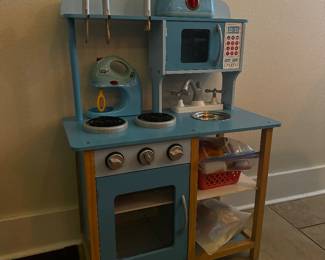 kids play kitchen with fake food and kitchen appliances $50