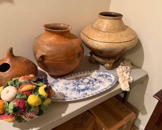 Italian Pottery Fruit Basket; Unique Pottery Vessels