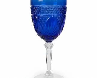 Cristal DArques Antique Ruby and Sapphire Blue Cut Crystal Wine Goblets third image