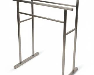 Modern Brushed Stainless Steel TwoTier Freestanding Towel Rack