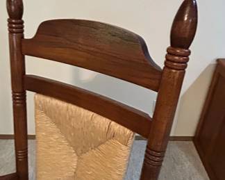 Vintage Ladder Back Rocking Chair with Rush Seat third image