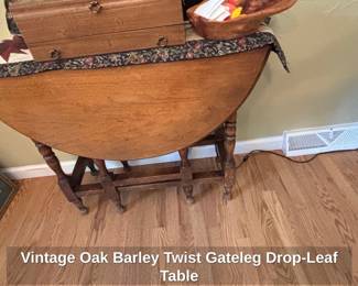 Vintage Oak Barley Twist Gateleg DropLeaf Table second image