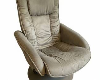 Modern Grey Microfiber Swivel Recliner and Ottoman Set