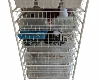 Elfa White Wire Basket Storage Unit with Drawers