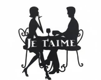 Metal Wall Art Je Taime Couple Silhouette