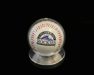 Colorado Rockies Baseball in Acrylic Display Case with Stand