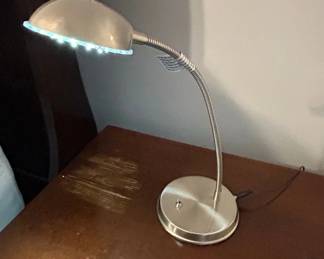 Brushed Nickel LED Gooseneck Desk Lamp with Integrated LED