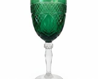 Cristal DArques Antique Ruby and Sapphire Blue Cut Crystal Wine Goblets second image