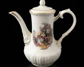 Crown Dorset Staffordshire Courting Couple Teapot with Gold Accents