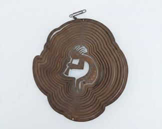 Kokopelli Spiral Metal Wind Spinner