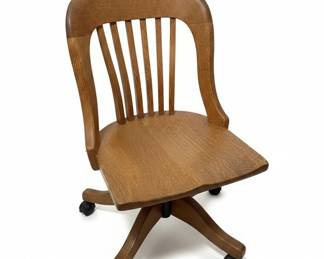 Antique Tiger Oak Swivel Office Chair