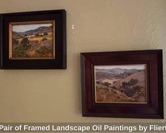 Pair of Framed Landscape Oil Paintings by Fliert