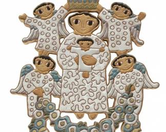 St. Andrews Abbey Ceramic Madonna and Child with Angels Plaque