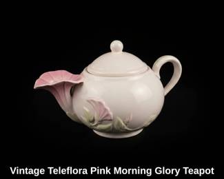 Vintage Teleflora Pink Morning Glory Teapot