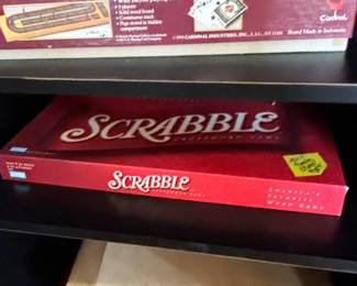 Vintage Board Game Collection Scrabble, Cribbage, Dominoes