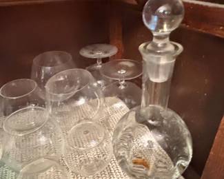 Vintage GoldRimmed Crystal Goblets with BubbleStem Design third image