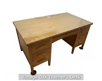 Vintage Oak Teachers Desk