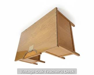 Vintage Oak Teachers Desk second image