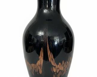 Decorative Black and Metallic Floral Floor Vase second image