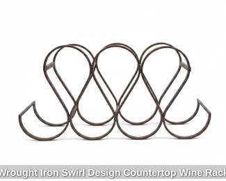 Wrought Iron Swirl Design Countertop Wine Rack