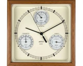 Vintage Sunbeam Quartz Weather Station Wall Clock with Springfield Gauges