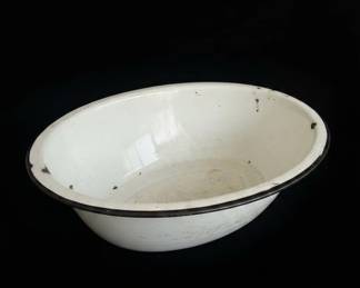 Vintage White Enamelware Wash Basin