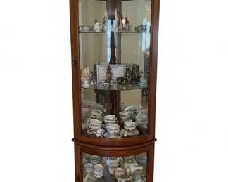 Pulaski Lighted Oak Corner Curio Cabinet