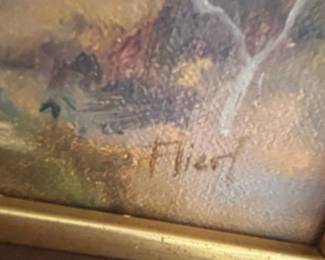 Pair of Framed Landscape Oil Paintings by Fliert fourth image