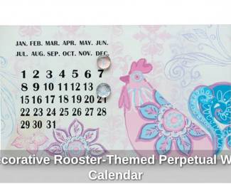 Decorative RoosterThemed Perpetual Wall Calendar